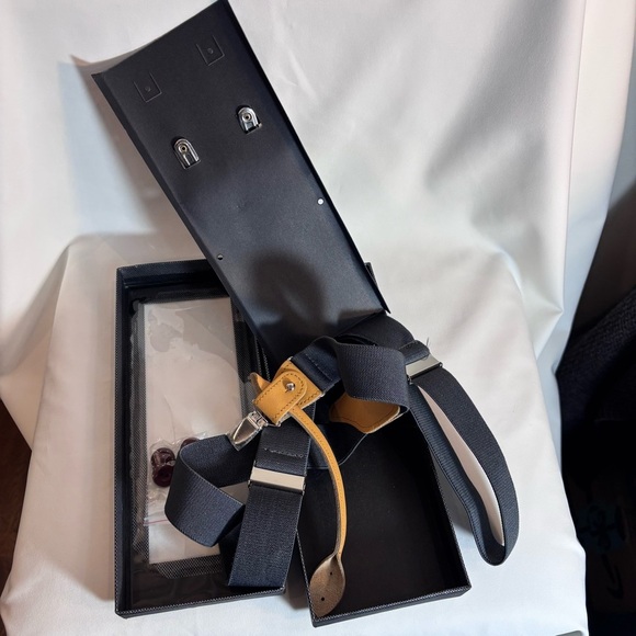 SUSPENDERS Unbranded Dark Charcoal Grey and Tan  With Extra Buttons NEW IN BOX - Picture 7 of 7